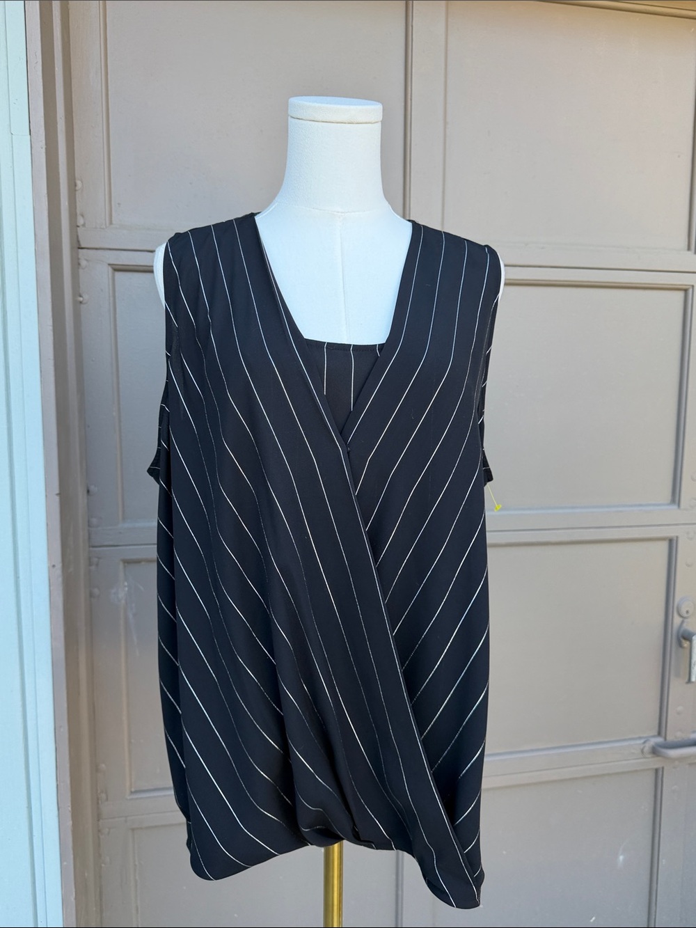 Laurie Felt Black with White Pinstripe top